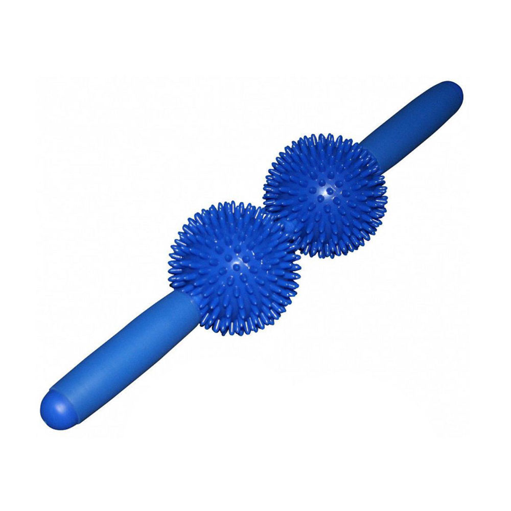 Мячи массажные на ручке: 2 мяча д.9 см, 2 рукоятки, общая длина 43 см  (синий)¶ L 0117  фото 1