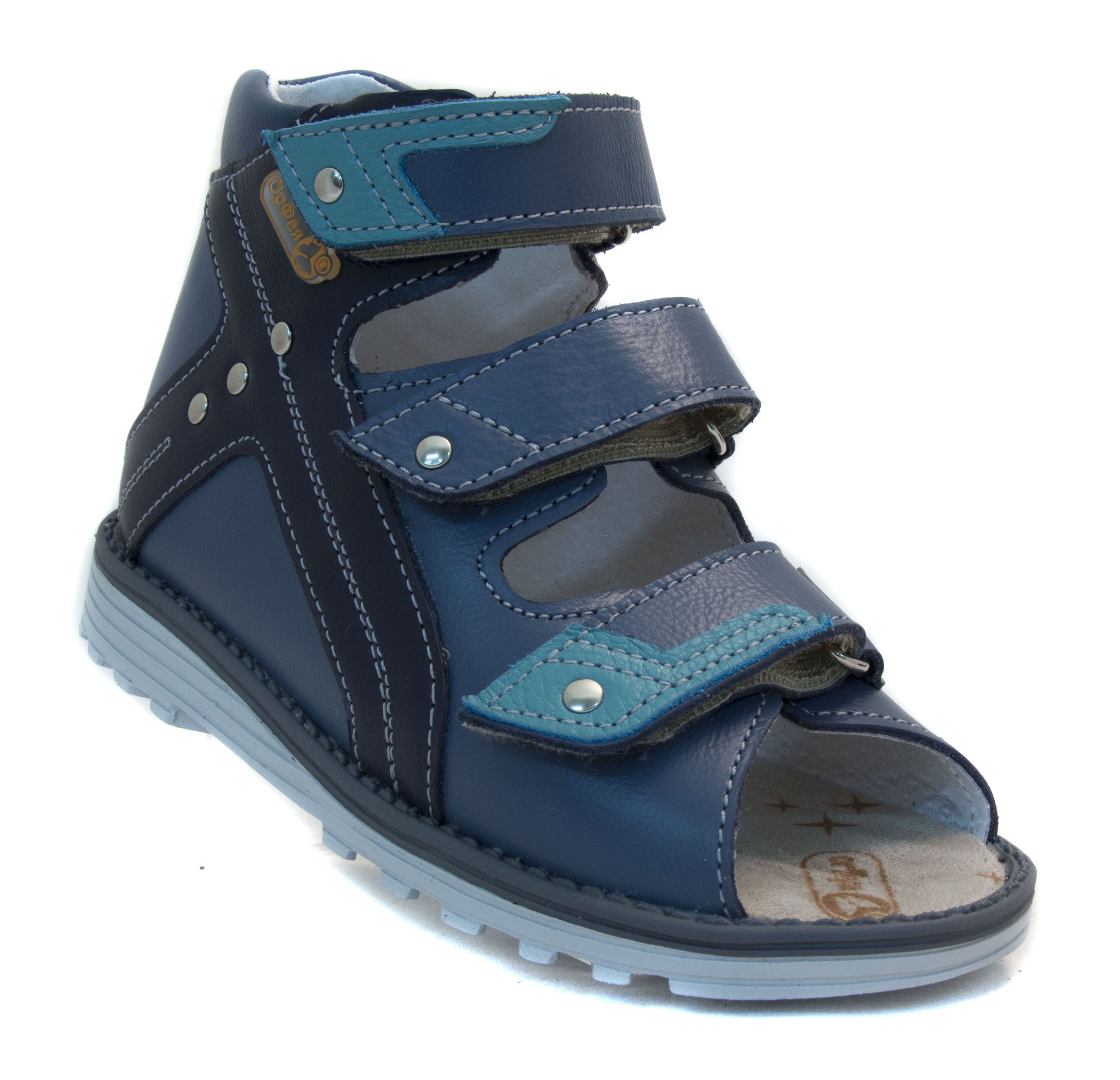 Сандалии детские ортопедические с открытым носом Орфея Б3-149-211-215-1 кожаные синие фото 1