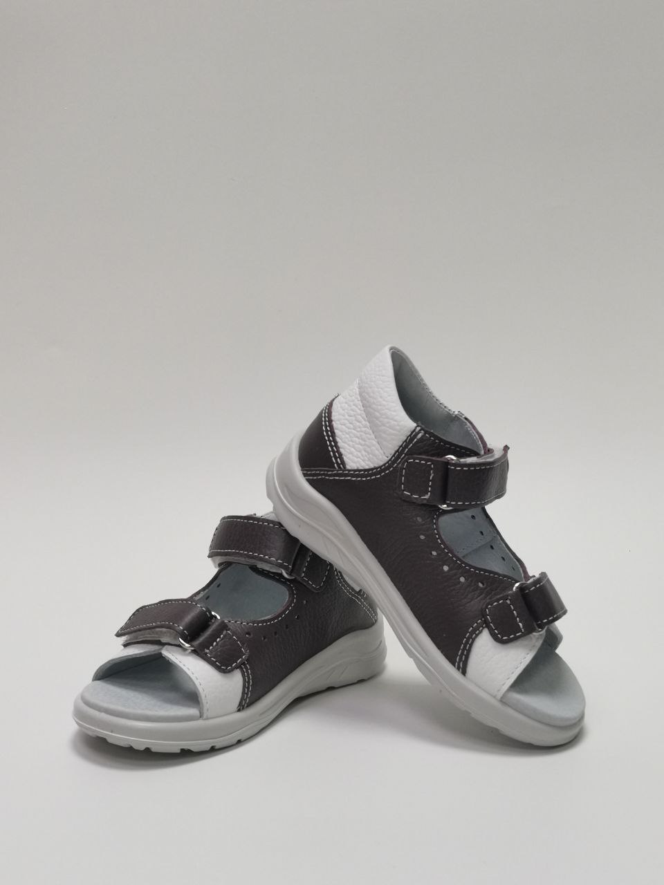 Босоножки  детские с открытым носом, серо-сиреневый/белый 0230-КП-710,709 фото 5