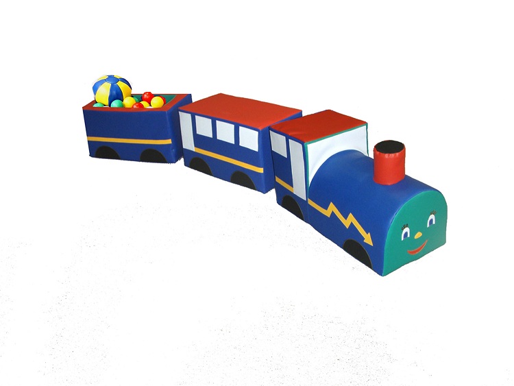 Игровой паровозик (локомотив, открытый, закрытый вагон 180*27*32) фото 1