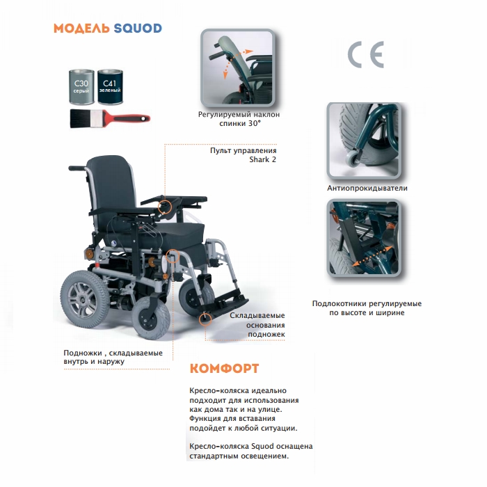 Инвалидная коляска Vermeiren Squod с электроприводом (Вермейрен Сквот) фото 1
