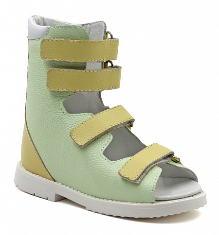 Сандалии ортопедические с высоким берцем Ортомода 2139-ХМ-019 кожаные с липучками  фото 1