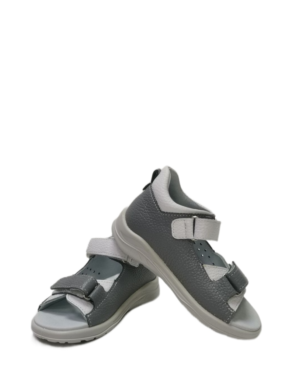 Босоножки  детские с открытым носом, светло-серый/белый 0231-КП-711,709 фото 5