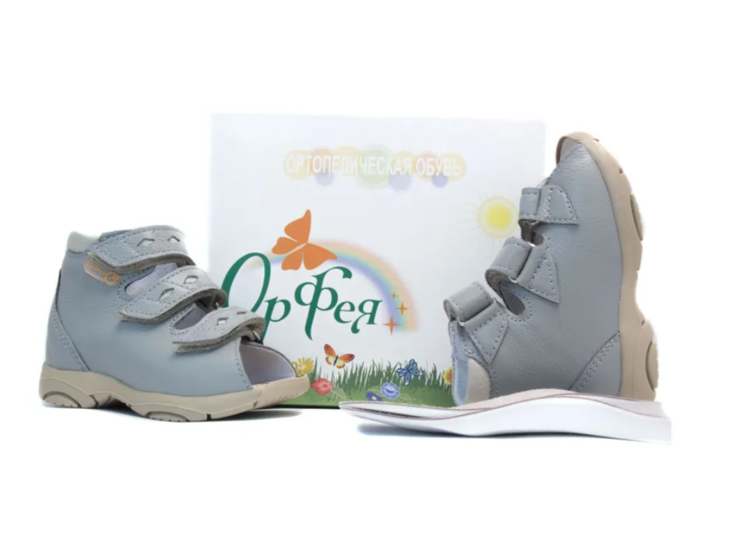 Сандалии с открытым носом Б3-142-037-051-1 цвет серый/бежевый фото 2